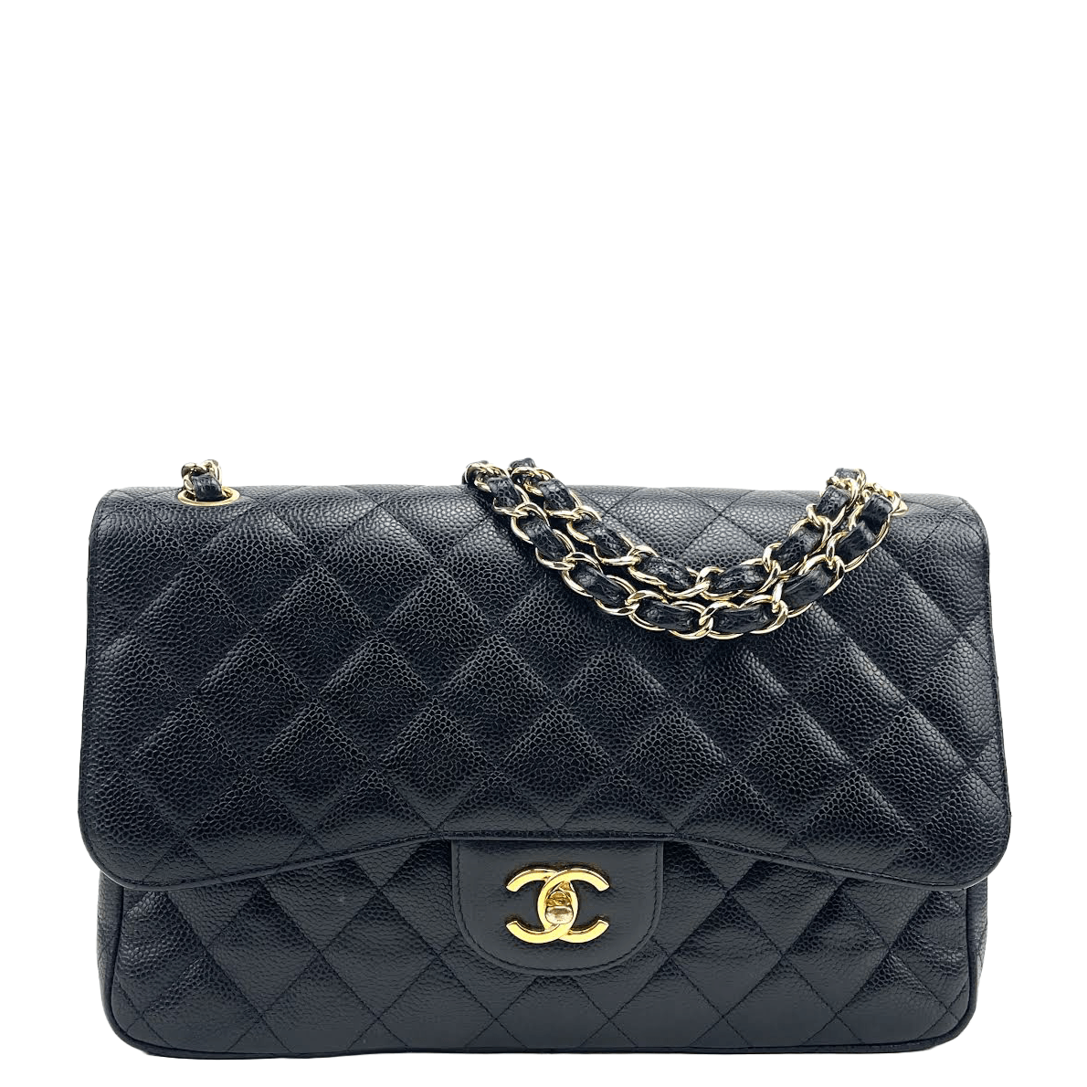 Chanel Jumbo Double Flap Quilted Caviar Black with Gold