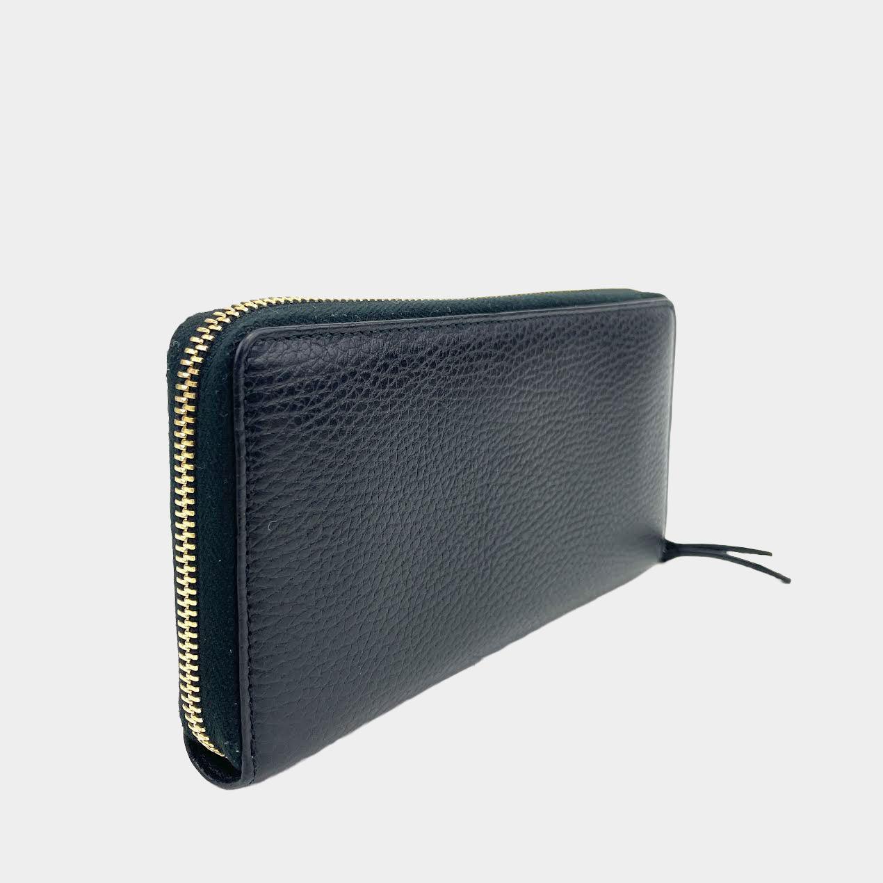 GUCCI GG Zip-Around Leather Wallet - Black - ALB