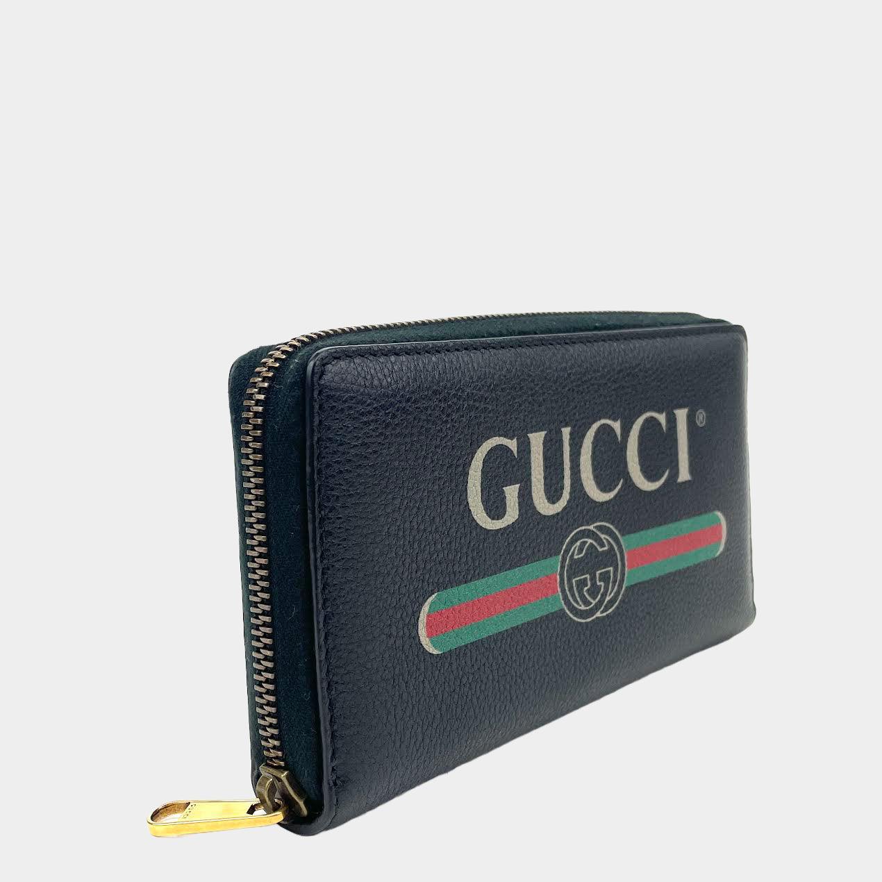 Gucci Wallet GG Supreme Monogram Zip Around Black