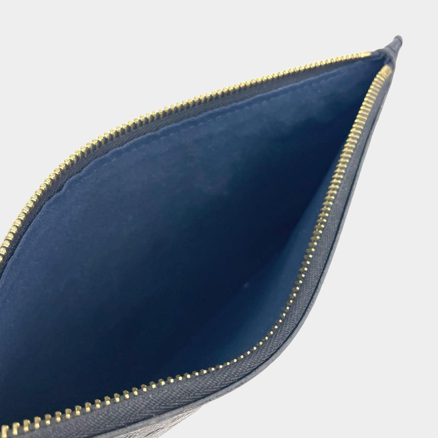 LOUIS VUITTON Authentic Women's Monet Pochette Pla Hand Bag Blue Zipper  Leather