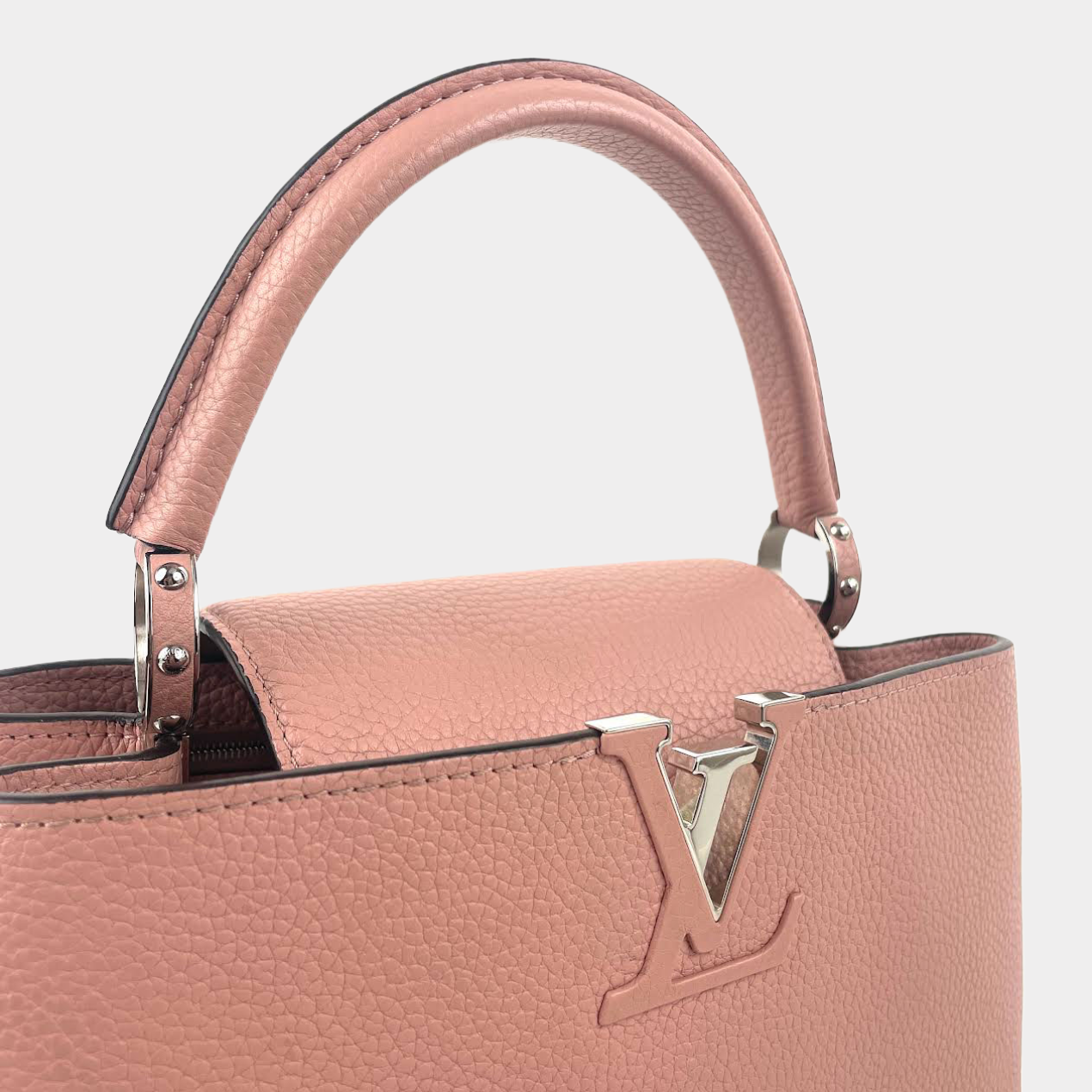 Louis Vuitton Capucines Mm Gold Black Taurillon Leather Hand Bag LV Purse  Pink