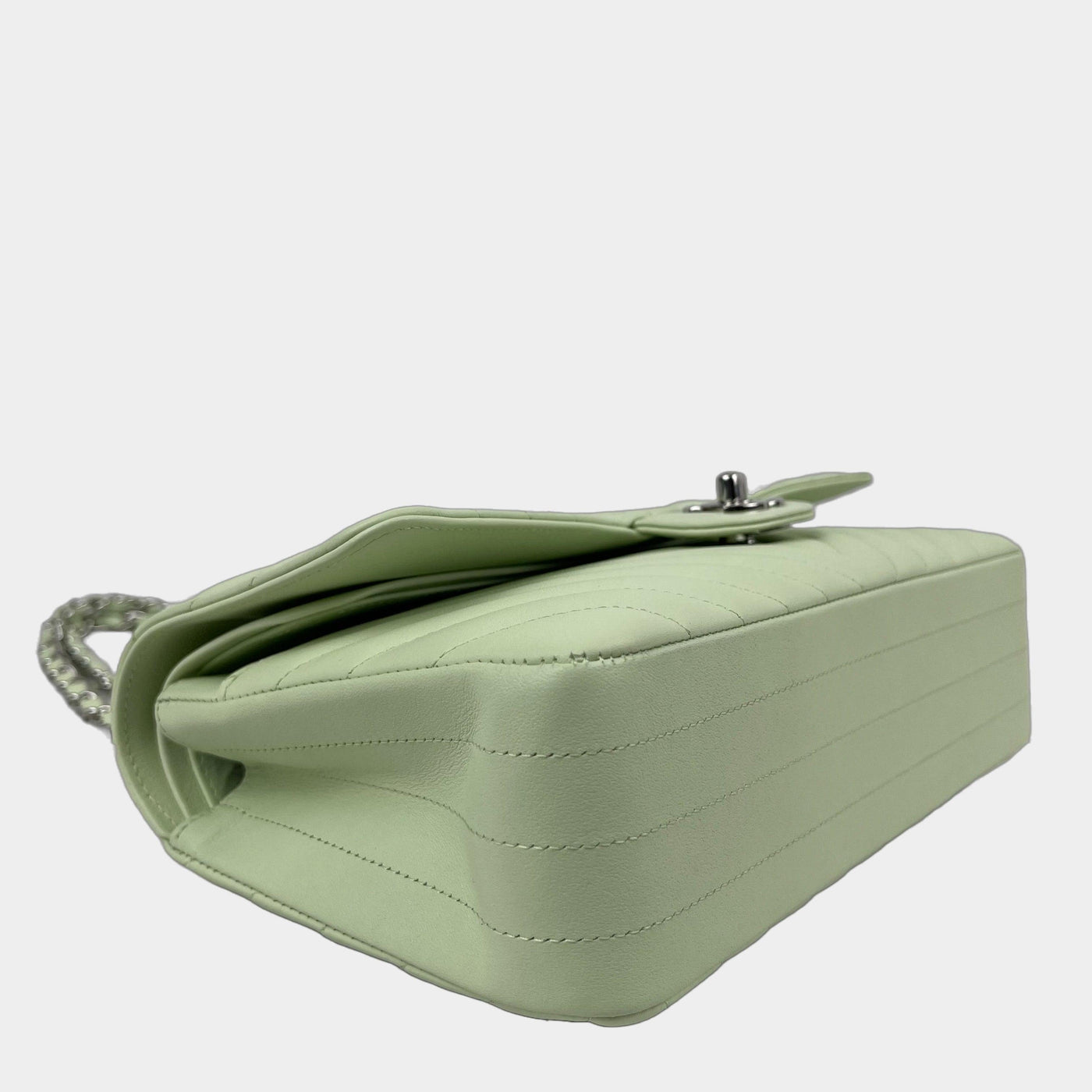CHANEL Classic Medium Chevron Double Flap Bag - Light Green - ALB