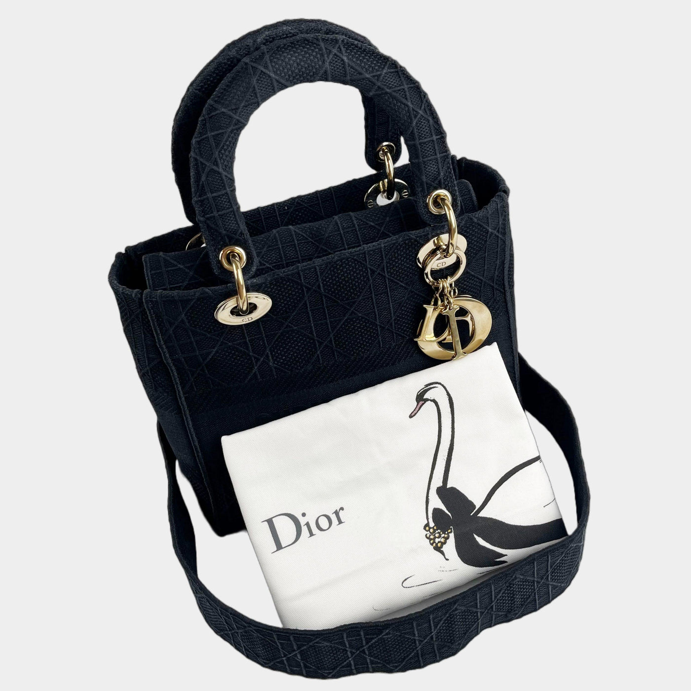 Christian Dior Lady D-Lite Bag Cannage Embroidered Velvet Medium