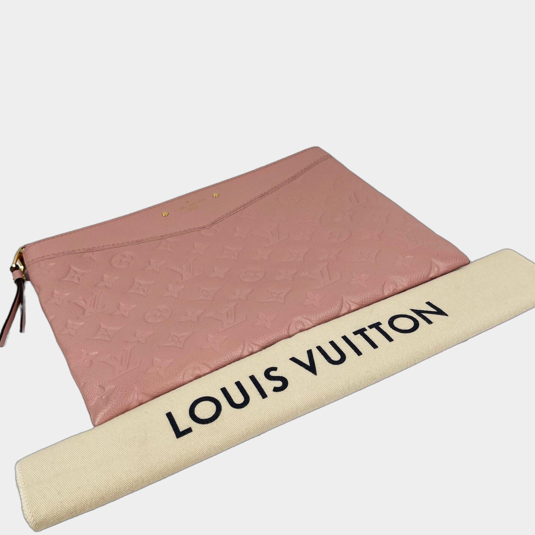 LOUIS VUITTON Daily Pouch Monogram Empreinte Leather Clutch Rose Poudr