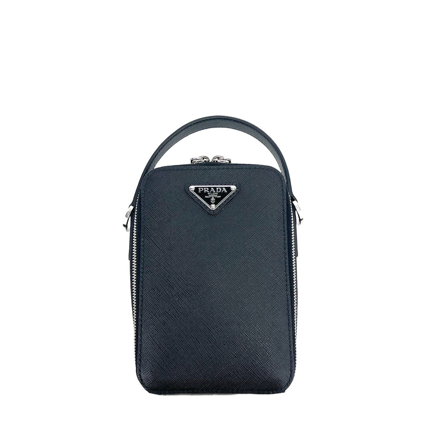 Prada Brique Saffiano Leather Bag In Blue