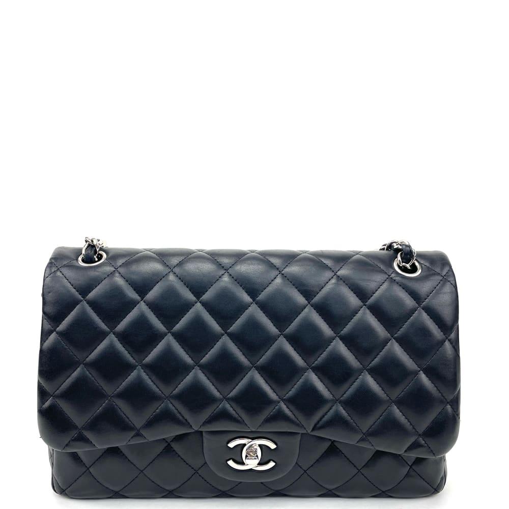 Chanel 2009-2010 Maxi Classic Flap Gunmetal Quilted Lambskin