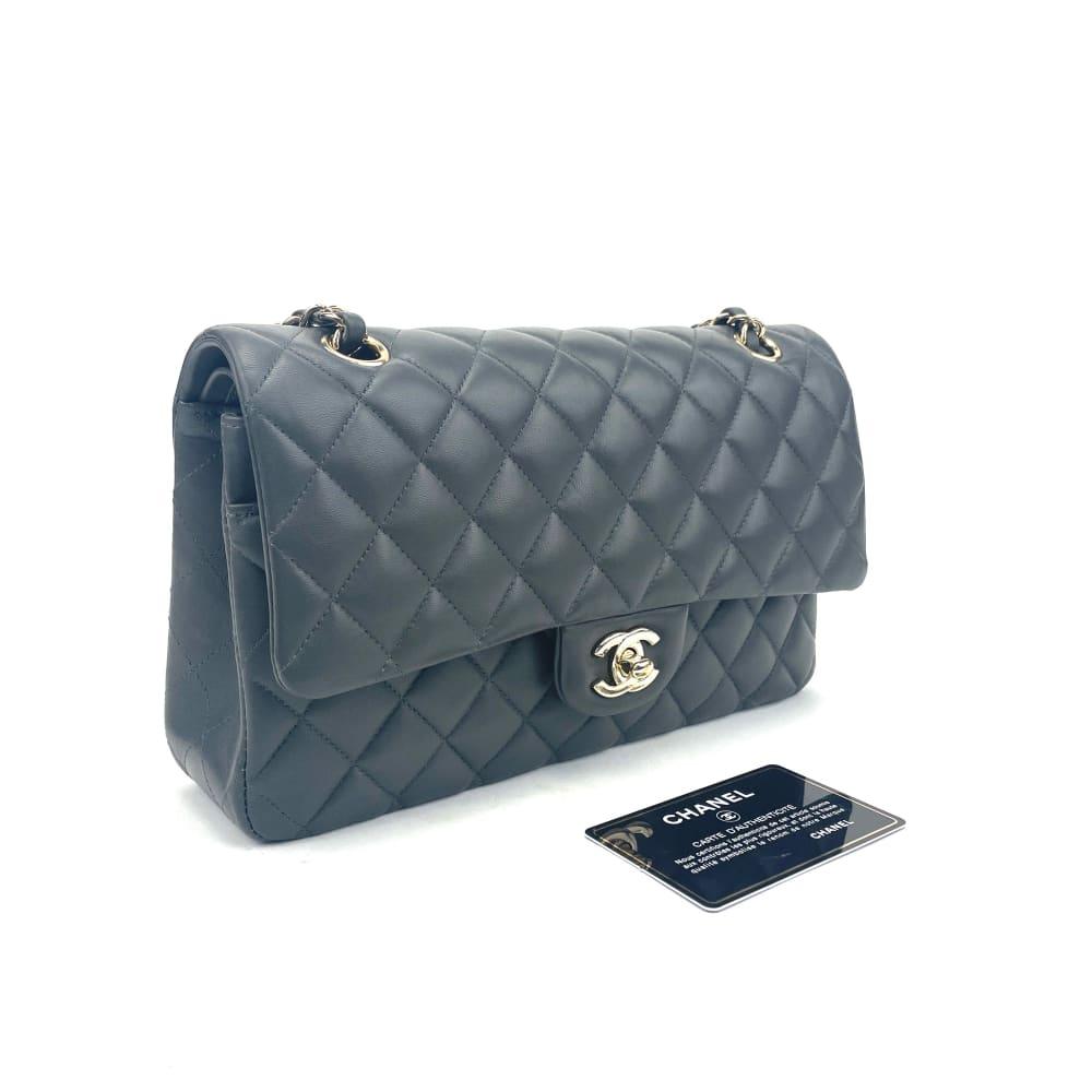 Chanel Classic Dark Gray Medium Flap Chain Shoulder Bag (LSZX) 144010024666 RP/SA