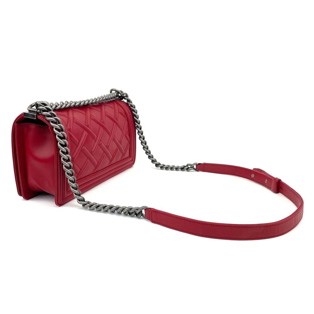 CHANEL Quilted Embossed Medium Boy Bag - Red - OUTLET ITEM FINAL SALE - ALB