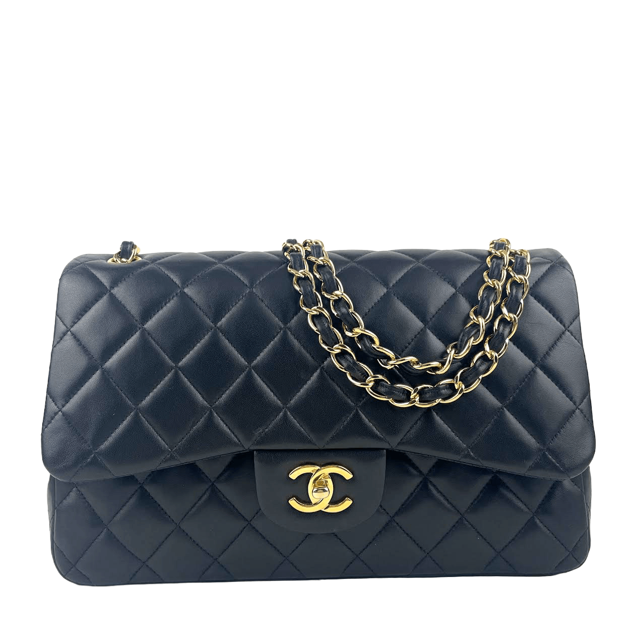 CHANEL Jumbo Dbl Flap Quilted Lambskin w/gold - ALB